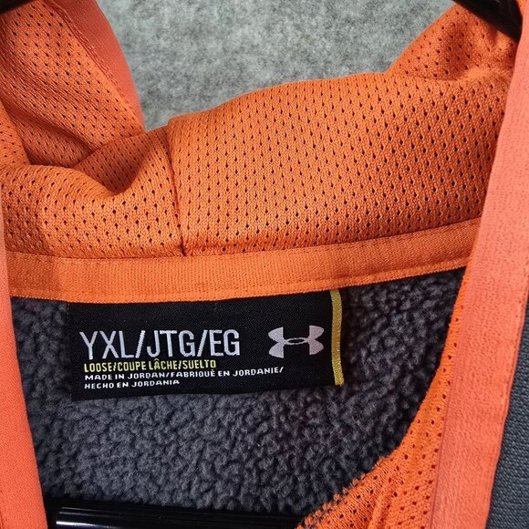 Under Armour Youth YXL Gray & Orange Hoodie With Camo Logo - Picture 3 of 5